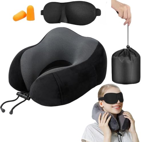 Travel Pillow Travel Neck Pillow Portable Neck Protector Ergonomic Design to Alleviate Sleep and Neck Fatigue (Black 2)