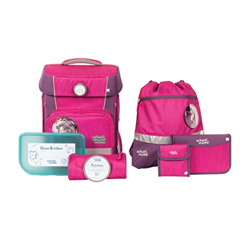 SCHOOL-MOOD - Schulranzen Set Einhorn, 7-teilig - Hero Maxx Air+ - inkl. Zubehör - ergonomischer Schulranzen Jungen & Mädchen - Schultasche für Kinder in der 1. bis 4. Klasse Luisa (Einhorn)