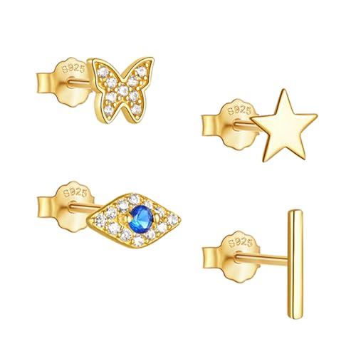 3-4 Pezzi Orecchini in Argento Sterling 925 per Donna Anallergici Zirconia Piccoli Set Orecchini Donna Argento 925 Orecchini Gioielli