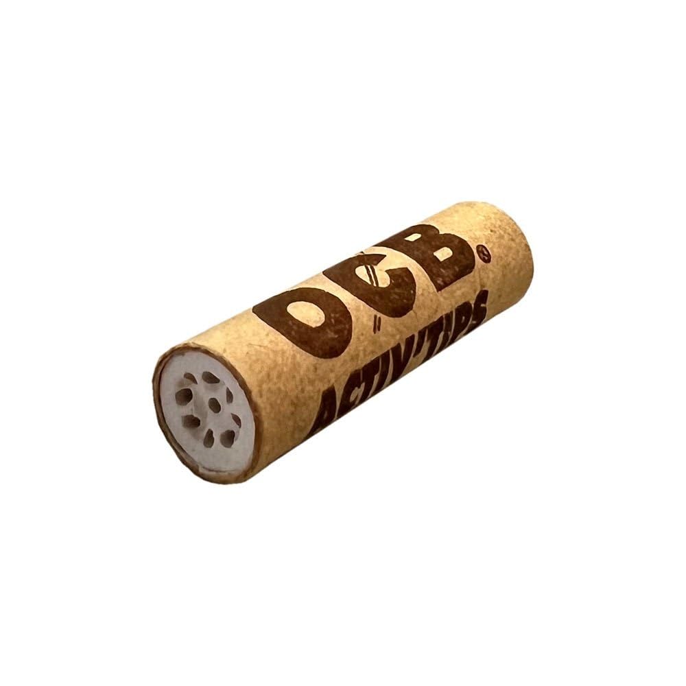 OCB Activ'Tips Unbleached Slim, 7 mm, 10 Packungen x 50 Stück | ungebleichte Aktivkohlefilter mit Keramikkappen, Slim Aktivkohlefilter zum Eindrehen