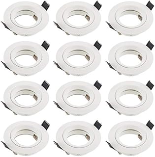 SEBSON 12x Downlight incl. GU10 lamp Holder - Mounting Hole ø65mm, White matt, LED/ Halogen, recessed Ceiling Light, mounting Frame Aluminium