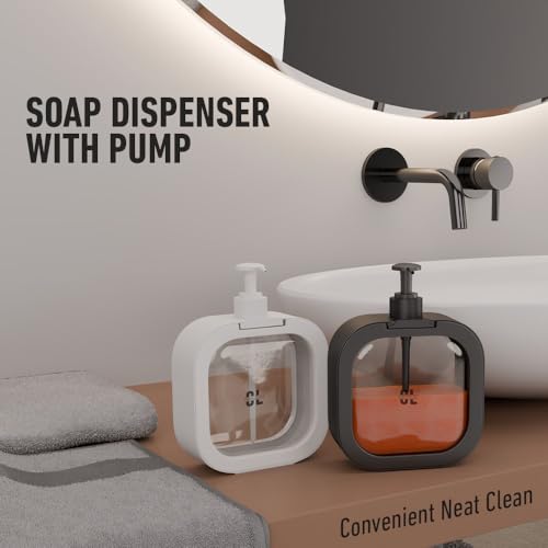 Image of 300 ML Modern Square Soap Dispenser | Transparent Pump Bottle with Multicolor Frame | Leakproof Refillable Dispenser for Hand Wash, Shampoo & Body Wash - Bathroom & Kitchen (1 Pc)