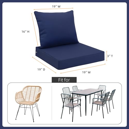 Image of Favoyard Outdoor Patio Seat Cushions Set, 19 x 19 Inch, Waterproof, Blue