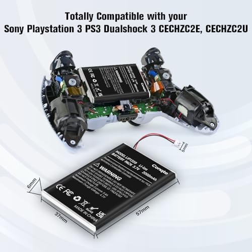 Conqto (2 Pack) Battery for PS3 Controller, (2000mAh) 2025 Upgraded High Capacity Batteries for Sony PlayStation 3 Dualshock 3 CECHZC2E CECHZC2U Controller with USB Cable and Repair Tool Kit by Conqto - Image 6