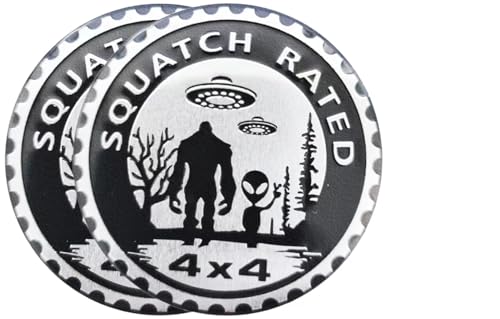 Image of 4 x 4 Metal Automotive Badge 3D Metal Car Emblems Emblems Round Emblem Decals Car Badge Decals Stickers Compatible with Vehicles Jeep Wrangler Vehicles Trucks SUV RV Decorations (SQUATCH3)