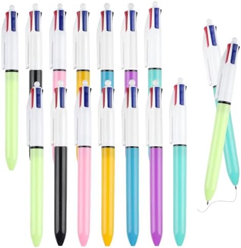 Maxmoc 14 Stück 4 Farben Kugelschreiber Set | 4-in-1 Einziehbarer Mehrfarbiger Kugelschreibers,Strichstärke 1,0 mm,Geeignet für Haushalt, Lernen und Büro