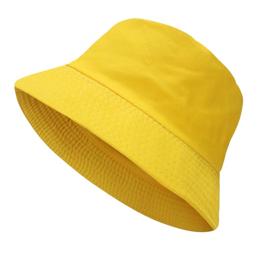 PFFY Bucket Hat for Women Men Cotton Summer Sun Beach Fishing Cap Yellow