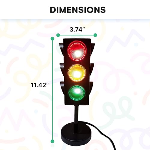 Kicko 11-Inch Traffic Lights Lamp with Base - 4-Mode Color Changing Stop Light Lamp for Kids’ Bedroom, Party Decoration or Playroom - Battery or USB Powered Mini Lighting - Ideal Traffic Light Decor by Kicko - Image 3
