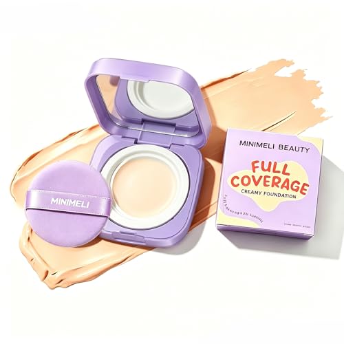 Full Coverage Creamy Foundation - 24h Waterproof Matte Finish Transfer-Proof & Oil Control | High Coverage Blemish-Free Base for All Skin Types | Travel-Friendly Compact (Ivory)