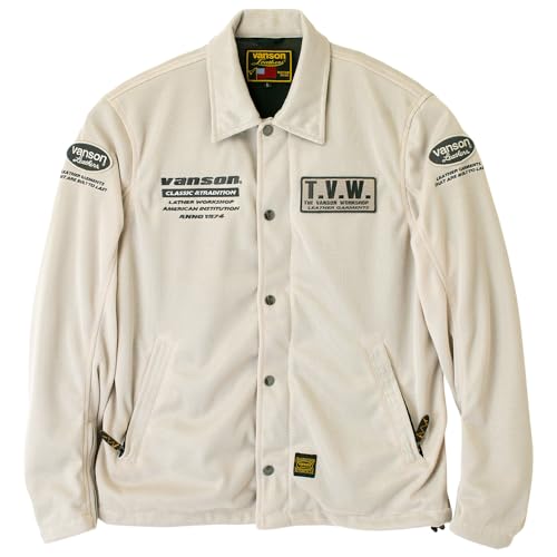 vanson メッシュコーチジャケット アイボリー　Mサイズ Amazon | [バンソン] メッシュコーチジャケット アイボリー/ガン