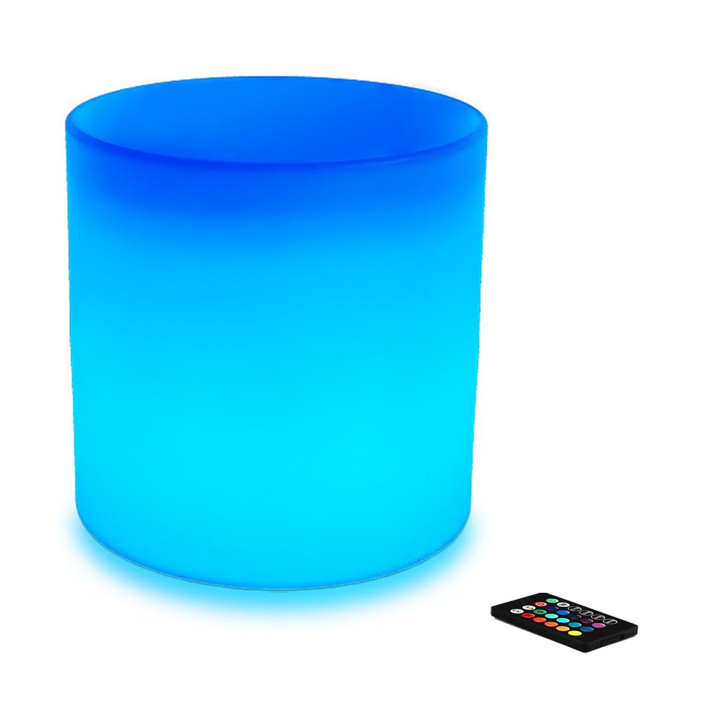 16-inch LED Cylinder Stool, Rechargeable Glowing Chair w/Remote, Dimmable 16 RGB Colors Changing Versatile LED Side Seat/Table, Waterproof Round Chair Light Mood Lamp for Home Garden Patio Party Decor