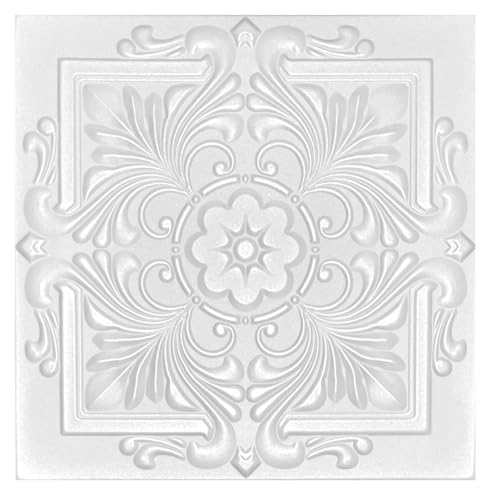 Paneles 3D, paneles de poliestireno, paneles de techo, paneles de pared 3D, decoración, techos, revestimiento de pared, 3 mm de grosor, 50 x 50 cm/‎‎6 m², 24 unidades (08110)