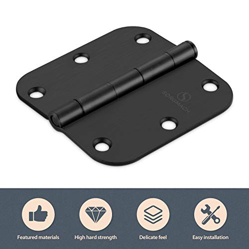 Door Hinges Matte Black 3.5 Inch Interior Hinges 5/8" Radius - 18 Pack #TOP1