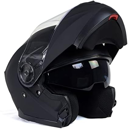 Milwaukee Helmets MPH9814DOT 'Breeze' Flat Black Advanced Motorcycle Modular Helmet for Men and Women Biker w/ Drop Down Visor - Medium