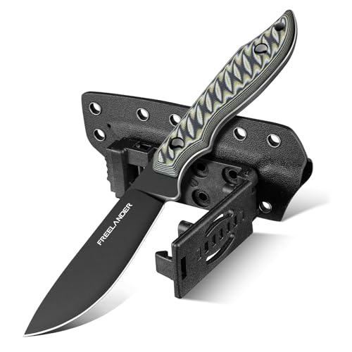 Freelander D2 Steel Fixed Blade Knife with Kydex Sheath, Hunting Knives
