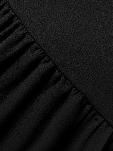 Lyrur Black Sundress Womens Short Sleeve Belted Tiered Midi Babydoll Ruffle Casual Summer Dress with Pockets(M,9191-Black) — view 4