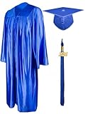 GraduationMall Shiny Graduation Gown Cap Tassel Set 2017 for High School Royal Blue 48(5'3