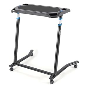 CXWXC Indoor Training Bicycle Desk, Height-Adjustable Computer Stand with Non-Slip Surface - Portable Bicycle Trainer Fitness Table with Lockable Wheels (Style A)
