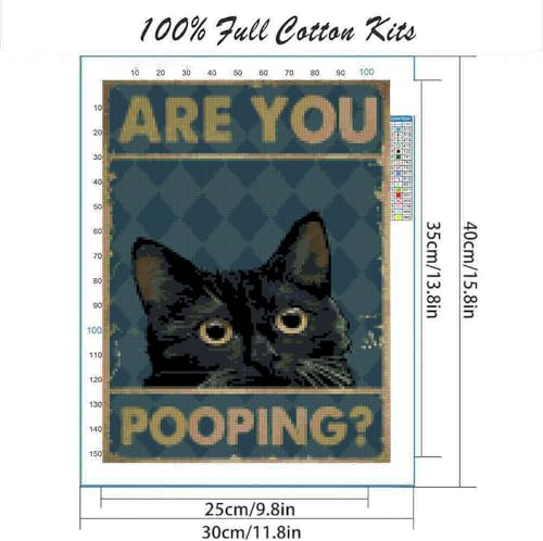 Image of Black Cat Cross Stitch Kits for Adults Beginner,Counted Cross Stitch Kits Printed Stitching Cute Patterns Dimensions Needlepoint Art Crafts Embroidery Kits for Adults Beginners (15.7x11.8 inch)