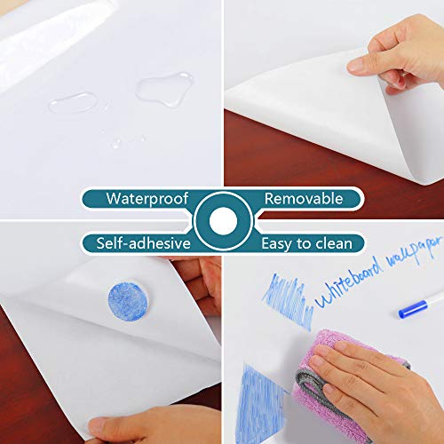Image of VEELIKE 78.7 inchx17.7 inch Dry Erase Whiteboard Wallpaper Peel and Stick White Board Contact Paper for Office Removable Self-Adhesive Glossy Whiteboard Wall Sticker for Kitchen Kids Room Home Wall Decor