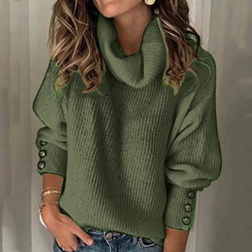 Women's Turtleneck Long Sleeve Sweaters Fall Winter Slouchy Loose Knitted Pullover Tops 2025 Trendy Outfits2