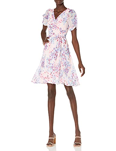 Image of DKNY Womens Sleeveless Faux Wrap Midi Dress