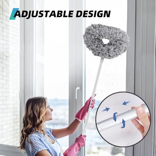 Image of TEKCOOL Fan Cleaner Brush with Long Rod Flexible Fan Cleaning Mop Microfiber Dust Cleaner Foldable Duster for Home Cleaning Microfiber Duster for Clean of Home, Kitchen, Car, Ceiling (Grey)