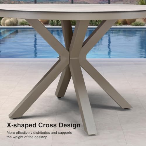 Image of PURPLE LEAF Oversized Outdoor Round Dining Set 5 Pieces, Backs, Champagne