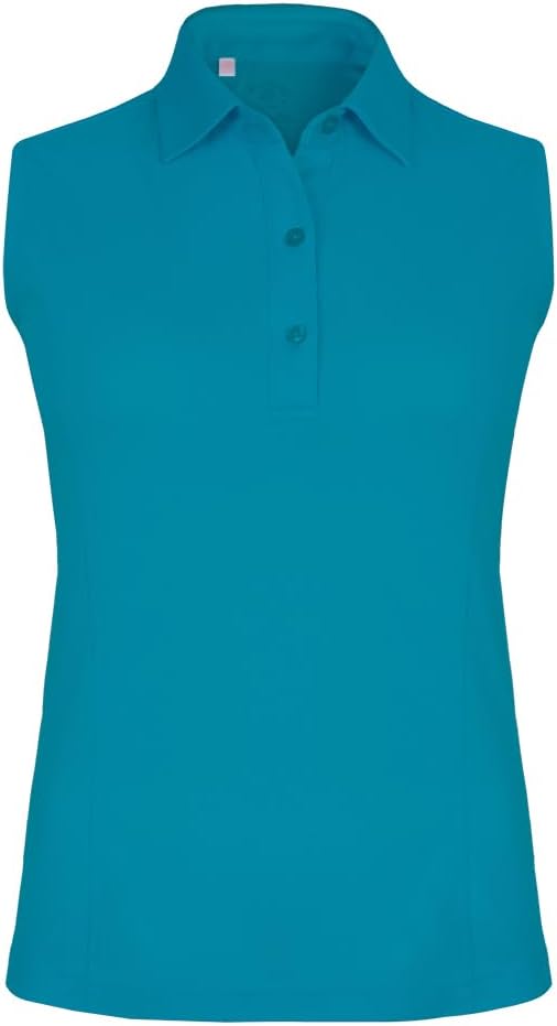 Monterey Club Women's Solid Tailored Collar Sleeveless Polo Shirt #2672