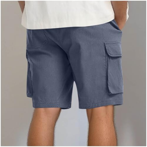 Image of Men's Cargo Sweat Shorts Casual Drawstring Elastic Waist Athletic Workout Gym Jogger Shorts with Multi Pockets