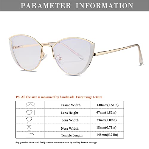 Image of HJSTES Blue Light Blocking Glasses Women Trendy Cat Eye Metal Frame Computer Reading Eyewear(White)