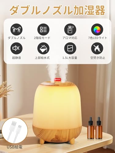 Hommily 木目調加湿器 1500MLモデル