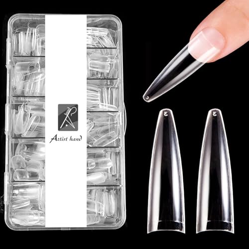 Artist Hand Medium Coffin Nail Tips, 504Pcs Half Matte Nail Tips, 12 Sizes Acrylic Gelly Tips Salon Manicure