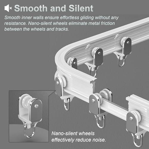 Riel de cortina divisora flexible curvada con accesorios de pared de 91 cm 4