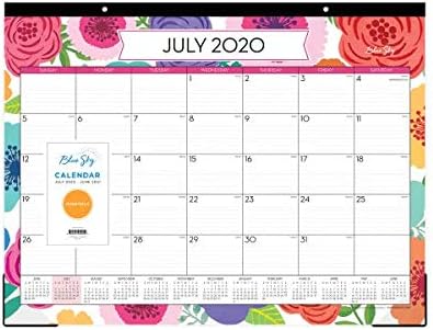 Blue Sky 2020-2021 Academic Year Monthly Desk Pad Calendar, Trim Tape Binding, Two-Hole Punched, Ruled Blocks, 22" x 17", Mahalo
