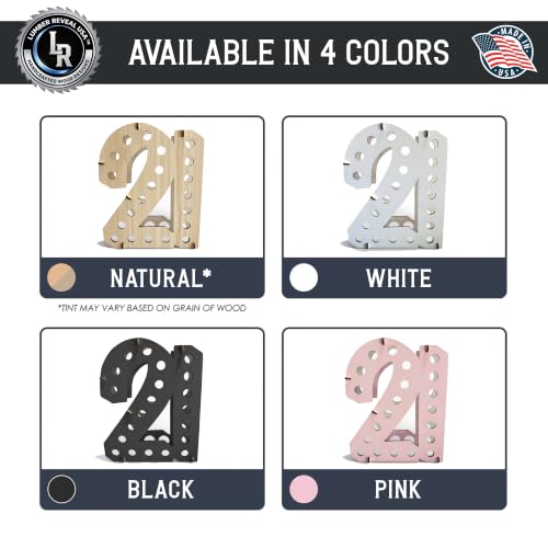 Image of Lumber Reveal USA | White 21 Shot Bottle Holder | 21st Birthday Decorations | Unique 21st Birthday Gifts | Holds 21 Shooter Bottles | 4 Colors Available | Assembled