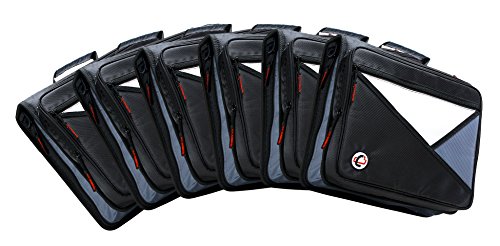 Image of Case-it Universal Zipper Binder | 2-Inch O-Rings, 13-Inch Laptop /Tablet Padded Pocket, 400 Sheet Capacity, Multiple Storage Pockets & Shoulder Strap | School & Office Organizer | LT-007 Black | 6 Pack