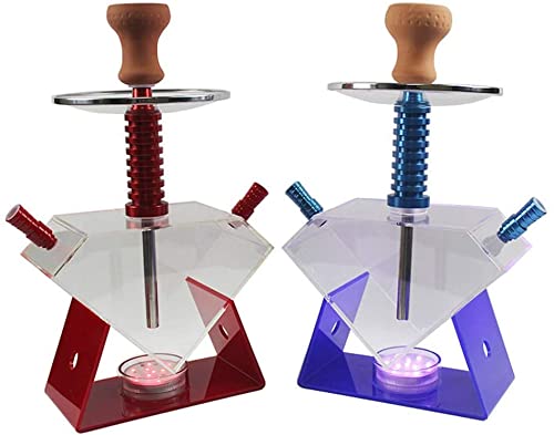 XJHYJS Hukahn-Set, Persönlichkeit Acryl Trapezhukas Set Plastic Pot 2 Schlauchanschluss, Rauchschachtelbalken Liefert… – Bild 5