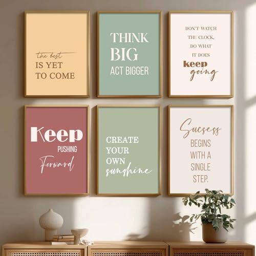 Image of kotart Motivational Quote wall Paintings with Frame for Home Decoration - Painting for Living Room Bedroom Office Wall hanging frames - Pack of 6 (C)