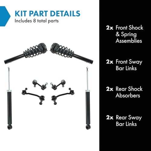 Image of TRQ Front and Rear Suspension Kit Complete Strut & Coil Spring Assembly Shock Absorber Sway Bar Stabilizer Link Compatible with 2006-2011 Hyundai Azera 2006-2010 Sonata