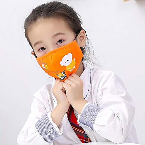 THEMONG Face Breathable 3 types colour Madks for with 6 Replacement Filters Panda Cartoon Design Washable Cotton Cloth for Kids Boy Girl Anti Dust Windproof Face Child