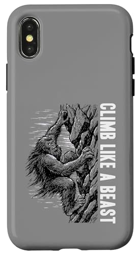 Climb Like a Beast Rock Climbing Bigfoot Sasquatch Retro スマホケース iPhone X/XS 用