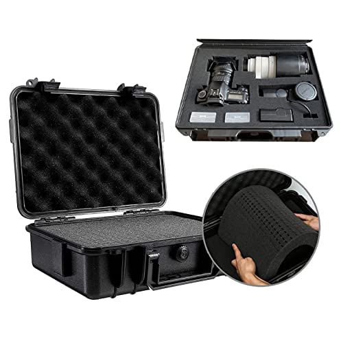 Custodia rigida impermeabile con custodia in spugna organizer di sicurezza per fotocamera, Nero, 230*185*95MM, Semplice