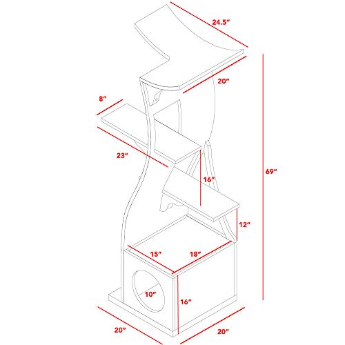 THE REFINED FELINE Lotus Cat Tower Furniture, MultiLevel Cat Tree with