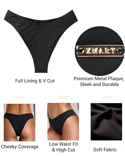 Zmart Women Cheeky Bikini Bottoms V Cut Swim Bottom High Cut Swimsuit Low Waist Low Rise Bathing Suit3