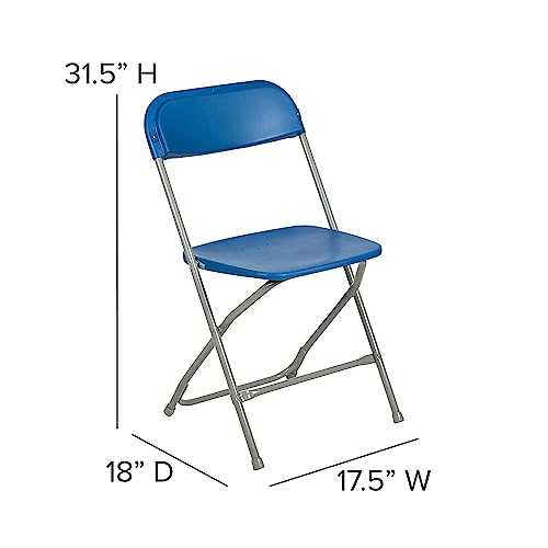 Image of Flash Furniture Hercules Series Plastic Folding Chair - Blue - 650LB Weight Capacity Comfortable Event Chair - Lightweight Folding Chair