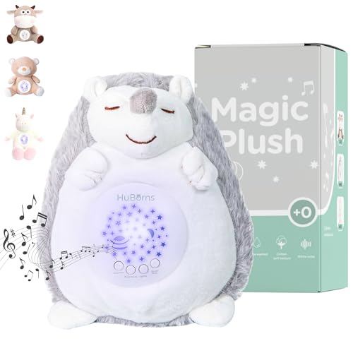 HuBorns – Peluche con Ruido Blanco bebé con 15 melodías relajantes y luz Nocturna, proyector de Estrellas, Ayuda para Dormir bebés, Regalo Ideal para recién Nacidos y Baby Shower