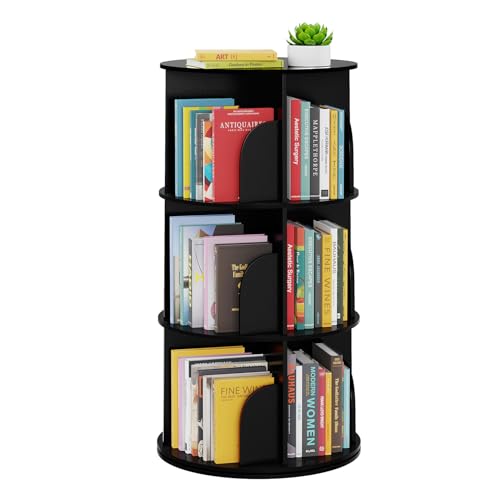 SpaceAid 3 Tier Rotating Bookshelf Tower, Spinning Bookcase Lazy Susan,