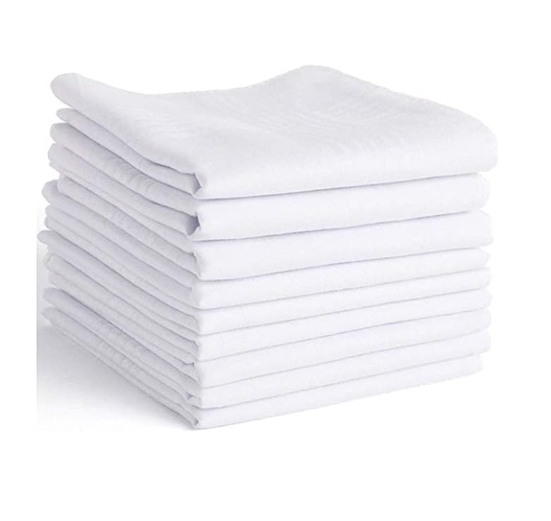 100% Cotton White Handkerchief rumal for Men Set of 4, 6, 12pcs (50 * 50 cm) hankies-picture-58