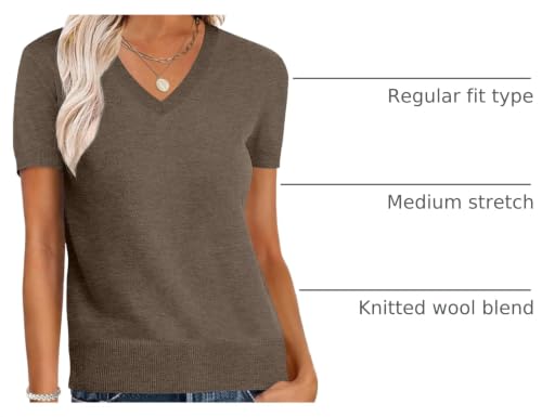 Image of ANRABESS Womens Short Sleeve Sweater Top Wool Blend Business Casual Outfits | V Neck Knit Lightweight Sweater,Summer Relaxed Fit Pullover Shirts,Soft Work Office Top,Everyday 2026 Fall Spring Clothes